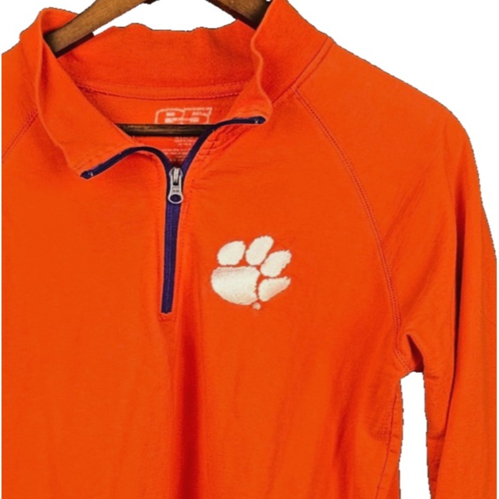 BS Clemson Tigers Quarter Zip Sweatshirt Pullover Orange Mens XL